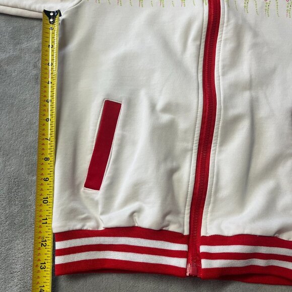 Satin White & Red Zip Up Hooded Jacket - Picture 10 of 12